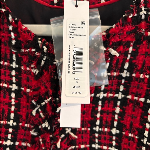 Alice + Olivia School Girl Red & Black Jacket - Picture 2 of 5